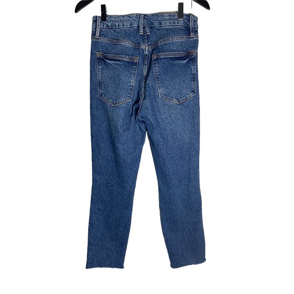 Good American Good Curve Straight Leg Distressed Jeans-sz 26 - Picture 4 of 11